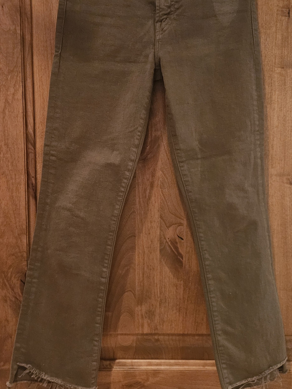 MOTHER Olive Green Cropped Straight-Leg Jeans